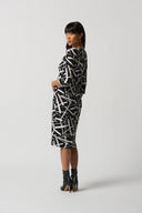 Joseph Ribkoff Black/Multi Scoop Neck Sheath Dress Style 233175