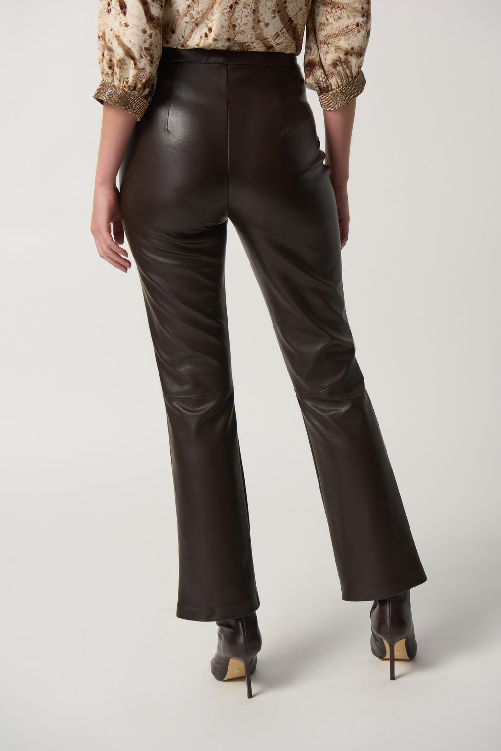 Joseph Ribkoff Mocha Flared Faux-Leather Pants Style 233179