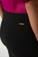 Joseph Ribkoff Black Bonded Silk Straight-Leg Pants Style 233180