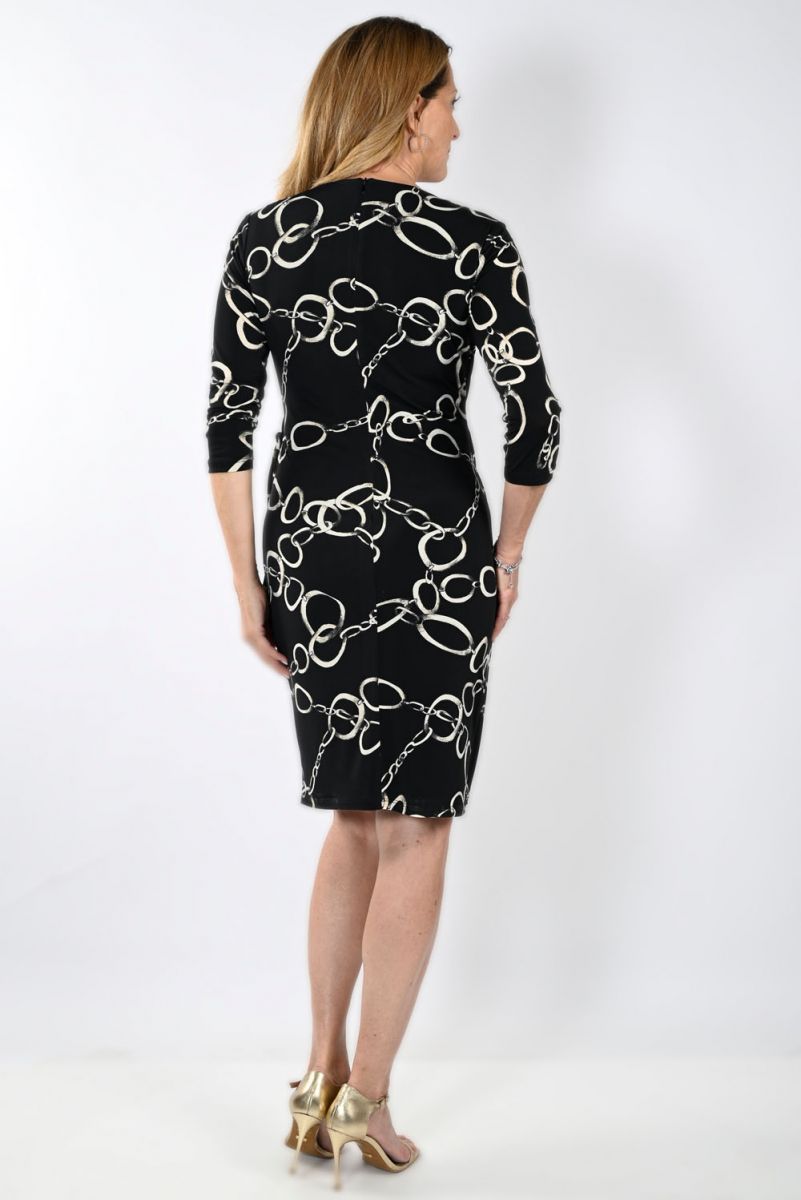 Frank Lyman Black/Beige Wrap Dress Style 233180