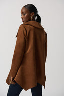 Joseph Ribkoff Toffee Wrap Collar Faux Suede Jacket Style 233183