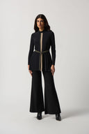 Joseph Ribkoff Black/Latte/Avocado Colour-Block Turtleneck Tunic Style 233187