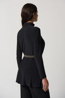 Joseph Ribkoff Black/Latte/Avocado Colour-Block Turtleneck Tunic Style 233187