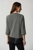 Joseph Ribkoff Black/White Mixed Media Sweater Style 233189