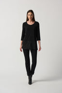 Joseph Ribkoff Black Burnout Knit Tunic Style 233190
