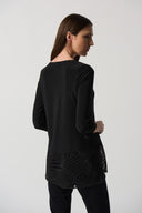 Joseph Ribkoff Black Burnout Knit Tunic Style 233190