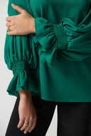 Joseph Ribkoff Kelly Green Puff Sleeve Blouse Style 233200