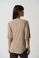 Joseph Ribkoff Latte Chain Detail Puff Sleeve Top Style 233203