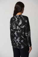 Joseph Ribkoff Black/Silver Abstract Print Boxy Top Style 233207