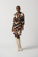 Joseph Ribkoff Black/Multi Abstract Print Belted Tunic Dress Style 233224