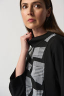 Joseph Ribkoff Black/White Houndstooth Knit Sweater Style 233228