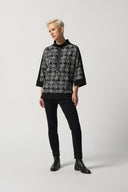 Joseph Ribkoff Black/White Mock Neck Tunic Style 233257