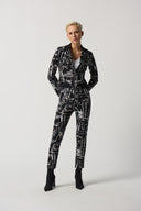 Joseph Ribkoff Black/Multi Face Print Cropped Pants Style 233278