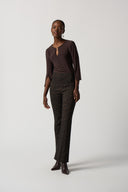 Joseph Ribkoff Black/Brown Ponte de Roma Flare Pants Style 233283