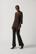 Joseph Ribkoff Black/Brown Ponte de Roma Flare Pants Style 233283