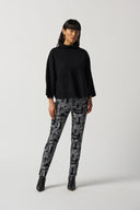 Joseph Ribkoff Black/Vanilla Abstract Print Slim-Fit Pants Style 233285