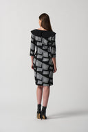 Joseph Ribkoff Black/White Houndstooth Sheath Dress Style 233295