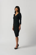 Joseph Ribkoff Black Three-Quarter Sleeve Wrap Dress Style 233305