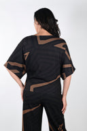 Frank Lyman Black/Brown Abstract Print Top Style 233371