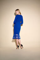 Joseph Ribkoff Royal Sapphire Mesh Cutout Midi Trumpet Dress Style 233706