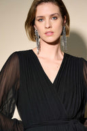 Joseph Ribkoff Black Mesh and Chiffon Flounce Dress Style 233708