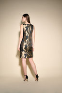 Joseph Ribkoff Black/Bronze Floral Jacquard Sleeveless Dress Style 233715