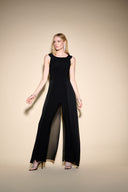 Joseph Ribkoff Black Chiffon Overlay Wide-Leg Jumpsuit Style 233744