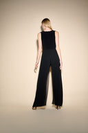 Joseph Ribkoff Black Chiffon Overlay Wide-Leg Jumpsuit Style 233744