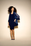 Joseph Ribkoff Midnight Blue Floral Lace Two-Piece Dress Style 233745