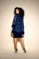 Joseph Ribkoff Midnight Blue Floral Lace Two-Piece Dress Style 233745