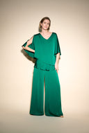 Joseph Ribkoff True Emerald Satin Cape Top Style 233754