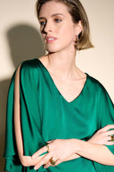 Joseph Ribkoff True Emerald Satin Cape Top Style 233754