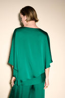 Joseph Ribkoff True Emerald Satin Cape Top Style 233754
