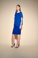 Joseph Ribkoff Royal Sapphire Layered Chiffon Rhinestone Dress Style 233757