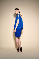 Joseph Ribkoff Royal Sapphire Layered Chiffon Rhinestone Dress Style 233757