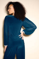 Joseph Ribkoff Nightfall Pleated Sleeve Blouse Style 233763