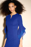 Joseph Ribkoff Royal Sapphire Ruffle Sleeve Sheath Dress Style 233771