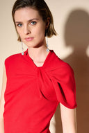 Joseph Ribkoff Lipstick Red Asymmetrical Sheath Dress Style 233776