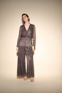 Joseph Ribkoff Black/Rose Gold Novelty Puff Sleeve Top Style 233780