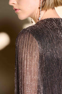 Joseph Ribkoff Black/Rose Gold Novelty Puff Sleeve Top Style 233780