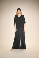 Joseph Ribkoff Black Chiffon V-Neck Top Style 233781