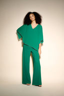 Joseph Ribkoff True Emerald Chiffon V-Neck Top Style 233781
