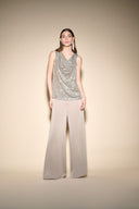Joseph Ribkoff Latte/Silver Sleeveless Sequin Top Style 233790