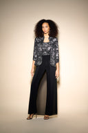 Joseph Ribkoff Black/Silver Abstract Foiled Two-Piece Set Style 233793