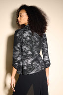 Joseph Ribkoff Black/Silver Abstract Foiled Two-Piece Set Style 233793