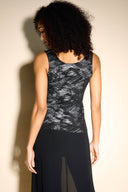 Joseph Ribkoff Black/Silver Abstract Foiled Two-Piece Set Style 233793