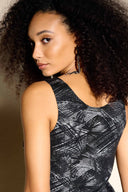 Joseph Ribkoff Black/Silver Abstract Foiled Two-Piece Set Style 233793