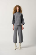 Joseph Ribkoff Grey Mélange Funnel Neck Boxy Top Style 233907