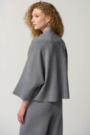 Joseph Ribkoff Grey Mélange Funnel Neck Boxy Top Style 233907