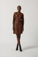 Joseph Ribkoff Toffee Faux-Leather A-Line Dress Style 233920